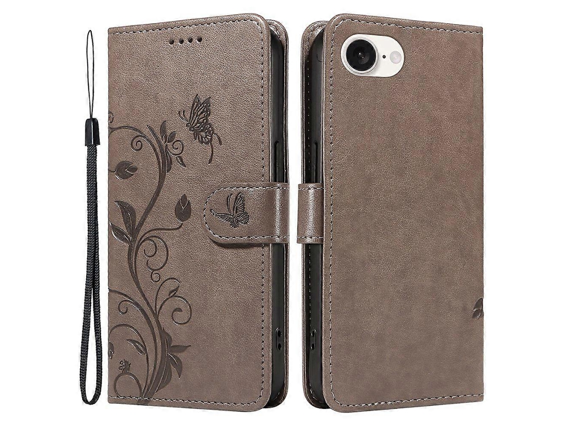 Capa De Couro Sintético Com Flor De Borboleta E Porta-cartões Para Iphone Se (2024)
