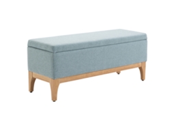Banco estofado com baú de tecido, estilo escandinavo, 110x39x45cm azul BTFORUS