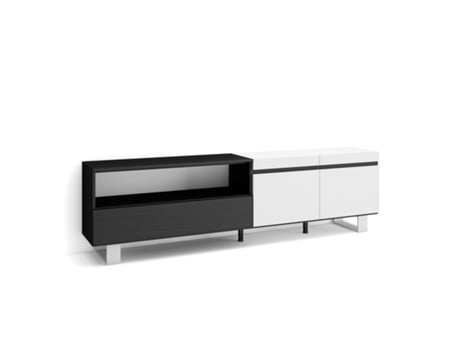 Móvel de Tv 200X57X35cm para Televisores Até 80 Design Industrial Branco e Preto SKRAUT HOME