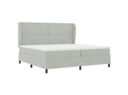 Conjunto 1 Cama Box Vidaxl Cinzento-claro Veludo (200 X 200 Cm)