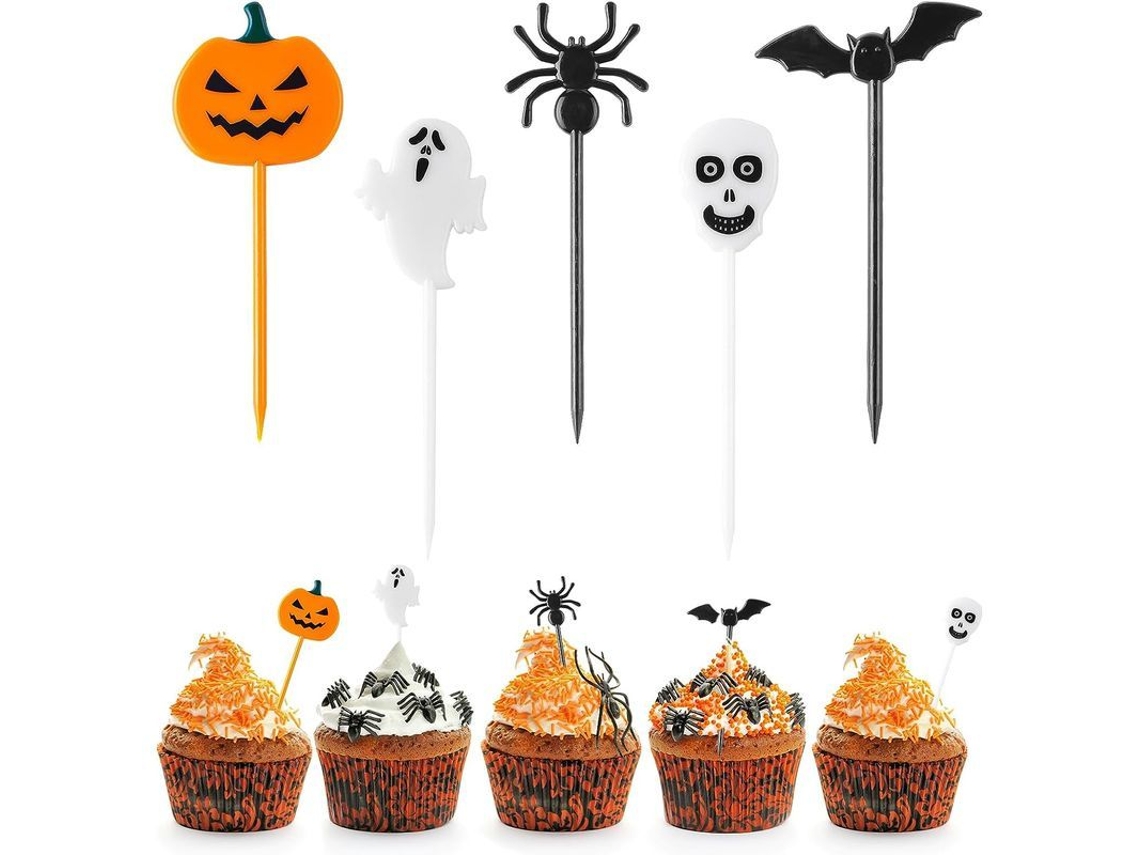 Palitos decorativos de Halloween para cupcakes, pacote com 20 unidades