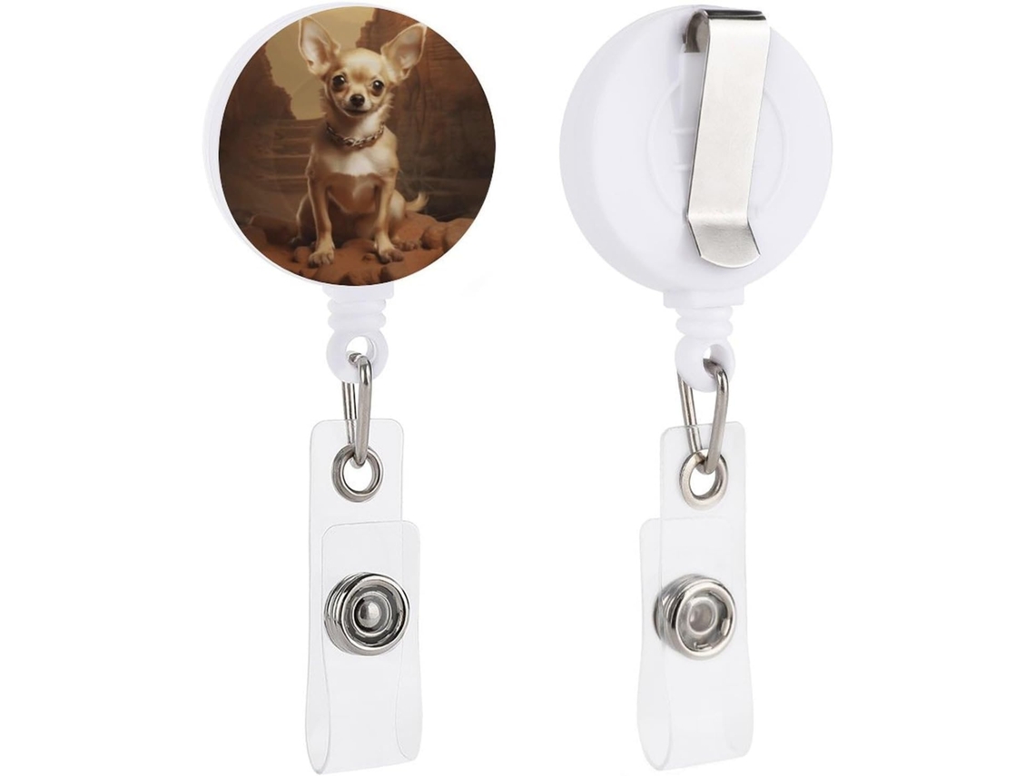 Clipe Retrátil Crachá, Com Estampa De Um Adorável Chihuahua Na Encosta, Ideal Para Enfermeiros, Médicos E