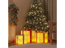 Vidaxl Presentes De Natal Iluminados 3 Pcs 64 Luzes Led Branco Quente