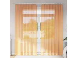Vidaxl Cortinas De Voile Com Bolsos Para Varão 2 Pcs Laranja