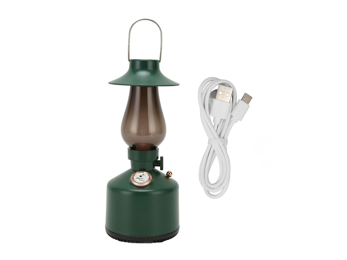 Lâmpada com alto-falante Bluetooth retro dimmável efeito de luz de velas ambiente para quarto verde Mali