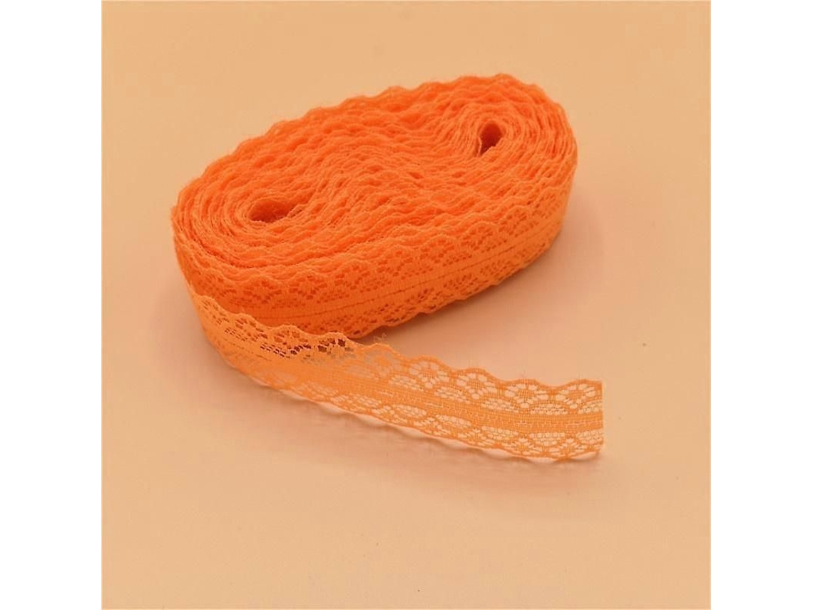 Fita de renda 10 Jardas 25mm Tecido DIY Bordado para Costura Decoração Casamento Halloween Natal Laranja