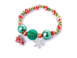 Pulseira De Natal Para Meninas Artesanal Com Pingentes De Papai Noel, Árvore De Natal, Elfo E Flor De Neve