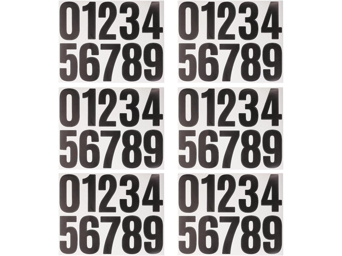 Adesivos Numéricos Solustre Com Acabamento Fino, Pretos, 6 Folhas, Uso Externo Em Latas De Lixo