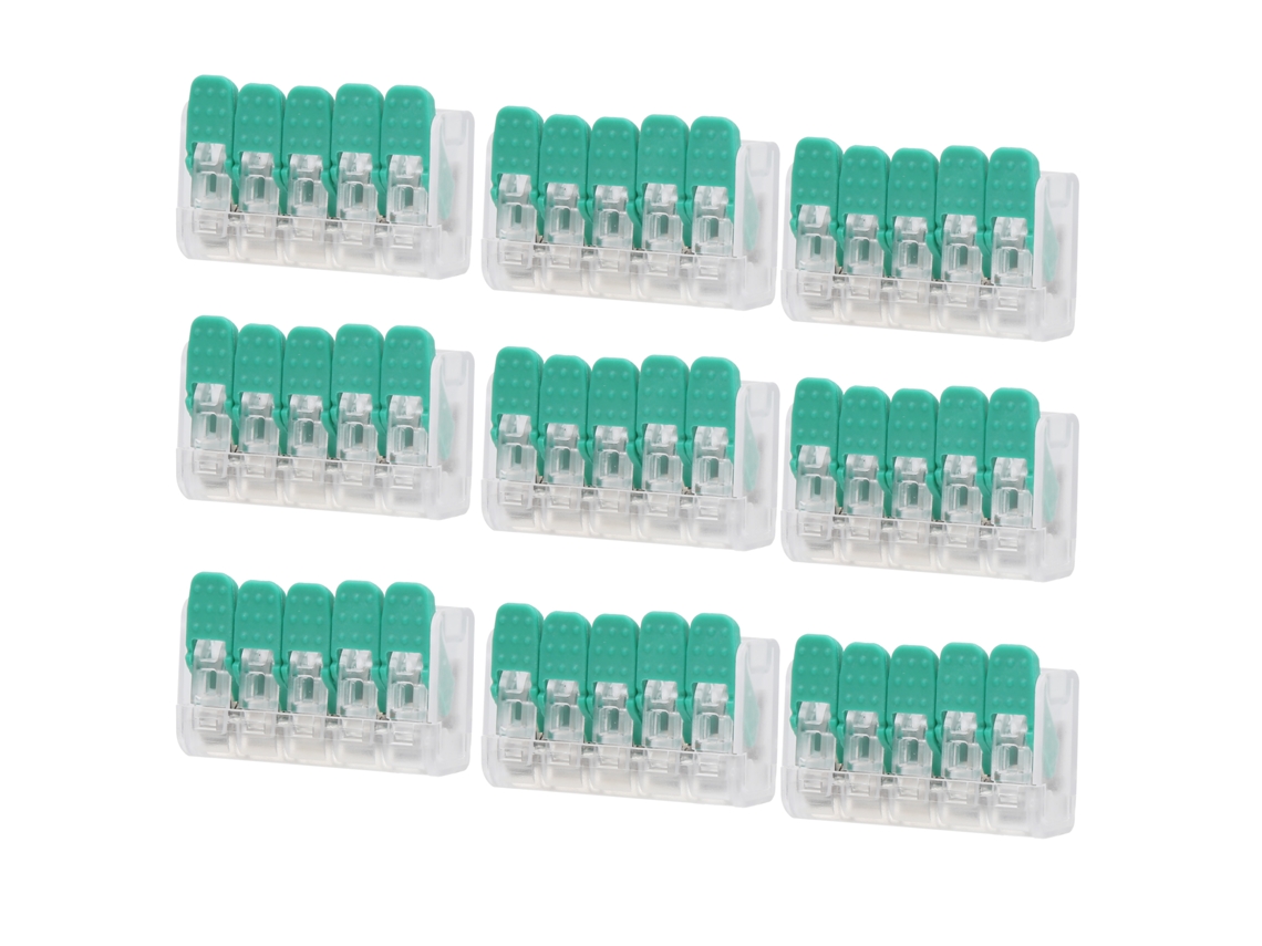 Conector De Fiação Sem Parafuso Pct665 (verde): 20 Unidades Para Instalações Elétricas Industriais E Iluminação.