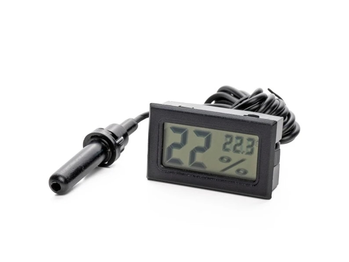 Higrômetro E Termômetro - Mede Umidade E Temperatura. Preto.