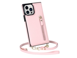 Capa Pega Para Iphone 14 Pro Max Pele Sintética Anti-choque Rosa
