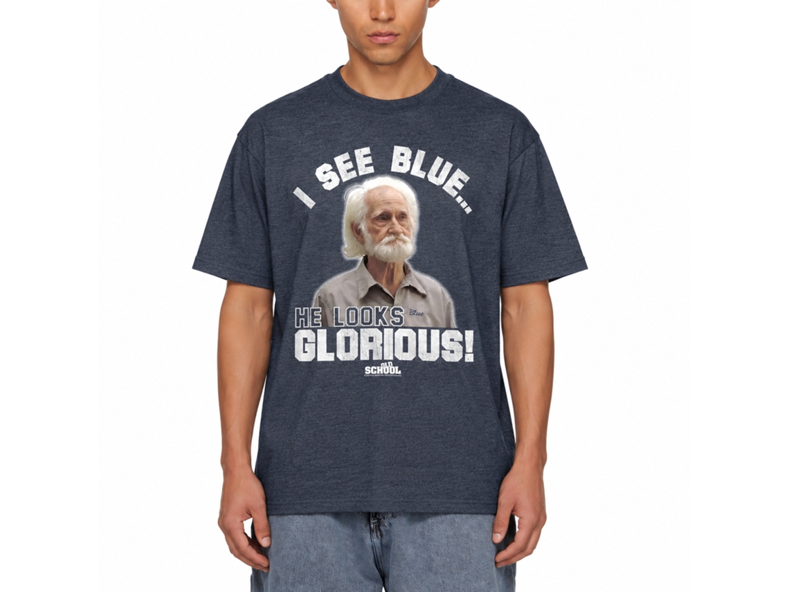 Rockinstone Old School Movie Glorious Heather Navy Adult T-shirt Size:s