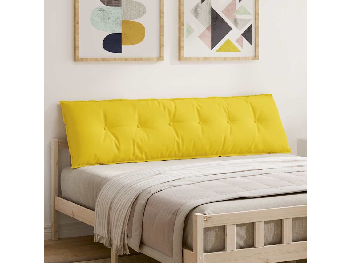 Vidaxl Travesseiro Para Costas Amarelo Claro 180 X 19 X 50 Cm Tecido