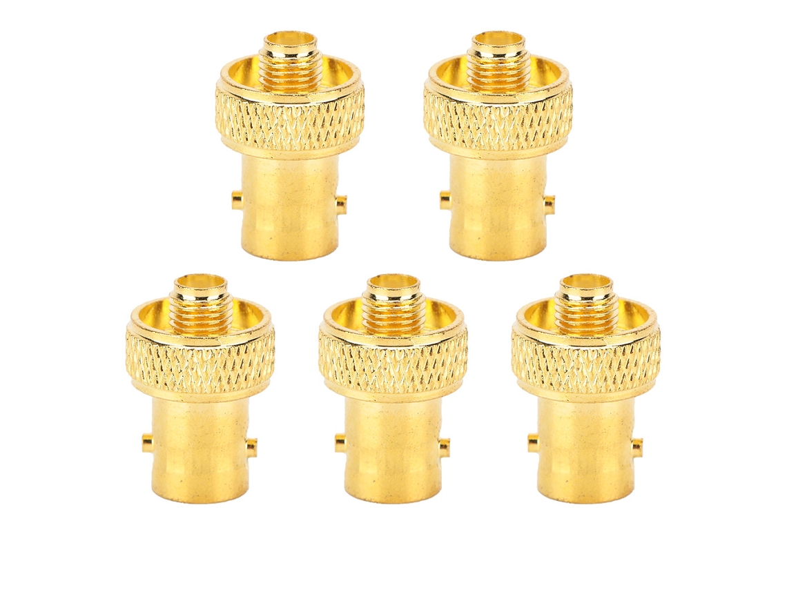 Kit de 5 conectores adaptadores conversores coaxiais rf Bnc fêmea para Sma fêmea CHABERLU