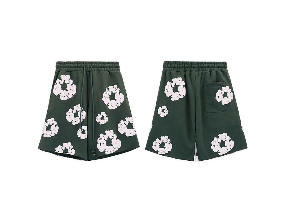 Shorts Casuais Unissex Com Estampa Kapok Em Algodão De Alta Qualidade - Conforto E Estilo Para Dias Quentes Verde
