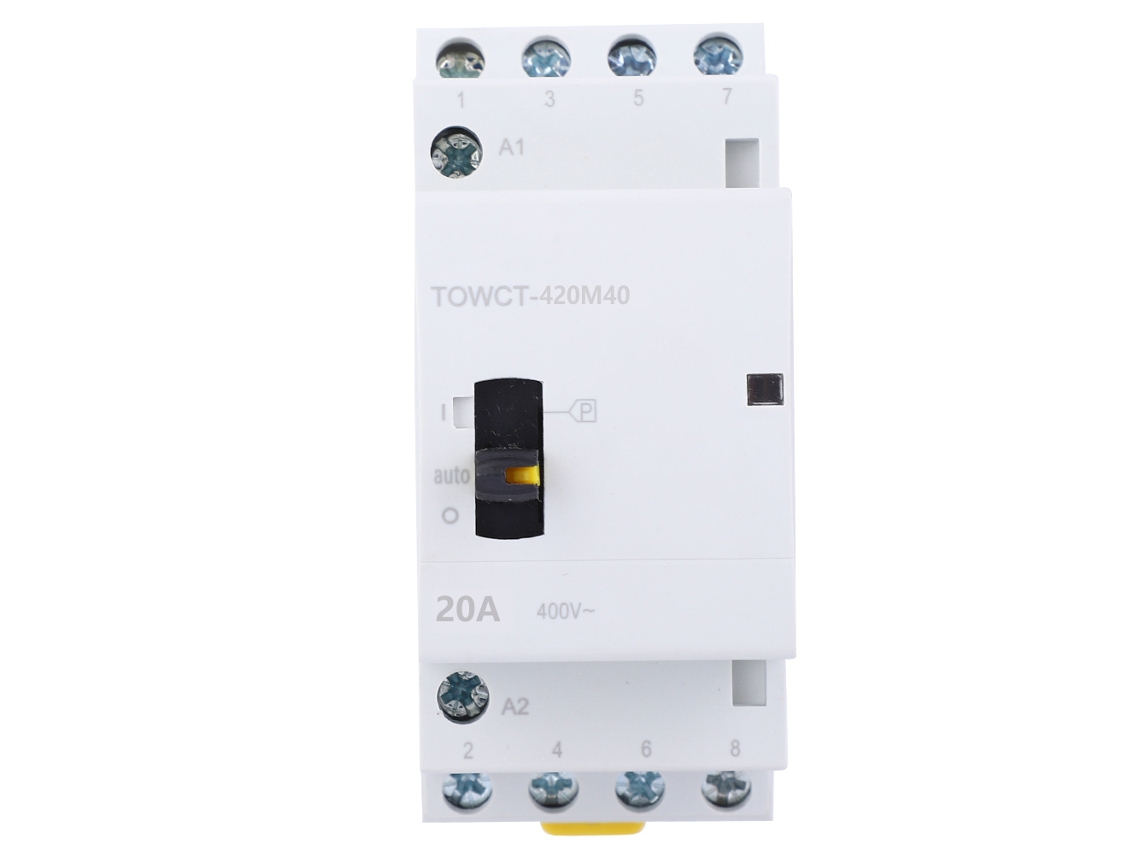Contator AC 20A 4P 230/240V com chave manual para DIN rail | S/MARCA