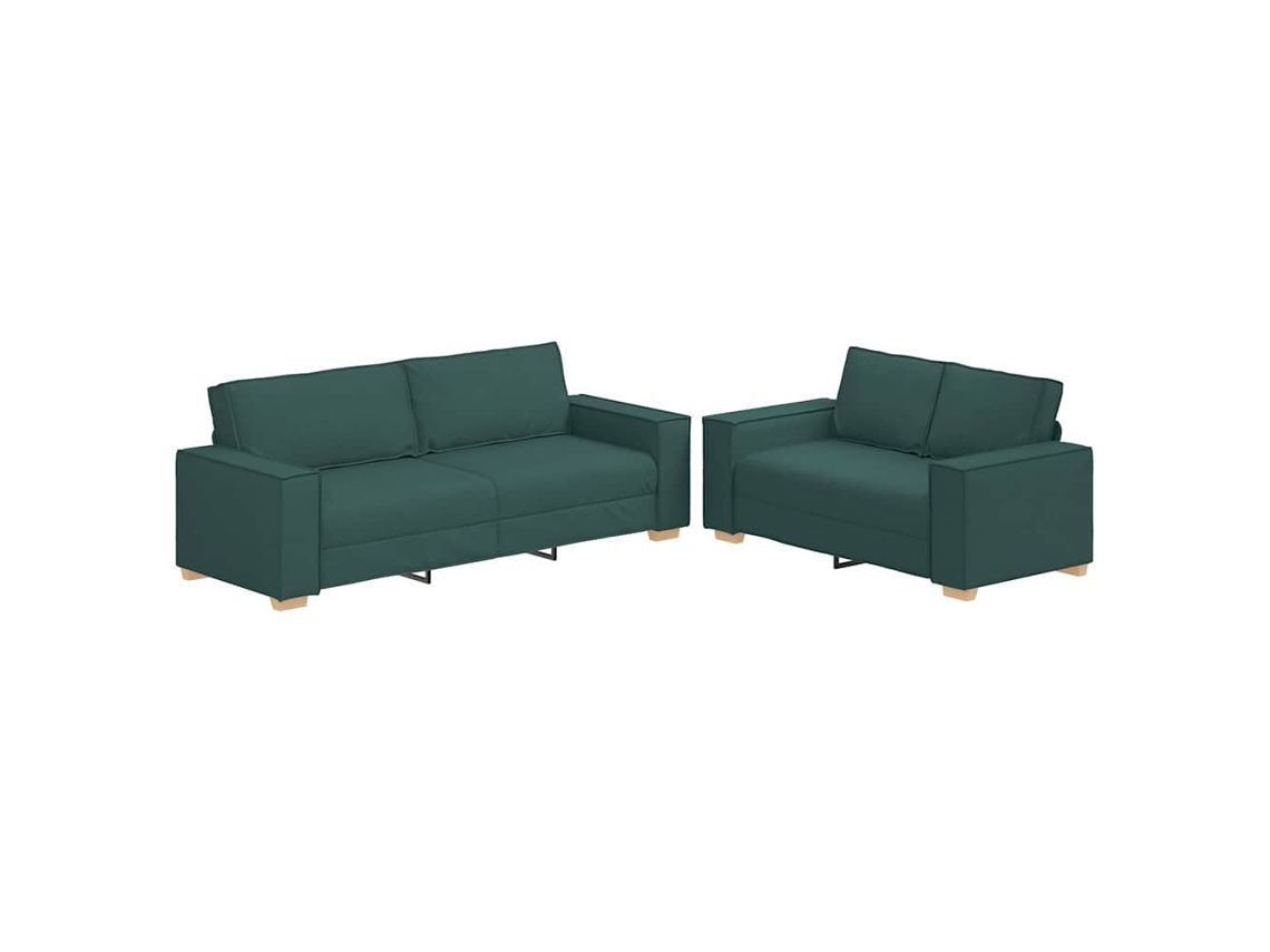 Conjunto de Sofá 2 Peças com Almofadas em Tecido Verde Escuro MAISON EXCLUSIVE