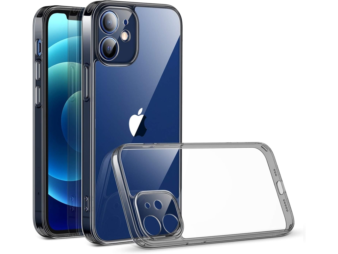 Lente para Telefone Híbrida Guard Parte Traseira Borda para iPhone 12 HONGWE. Textura Macia Rígida Transparente