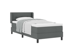 Cama De Solteiro | Camas Para Quarto | Cama Box Com Colchão Cinza Escuro 200 X 100 Cm Poliéster