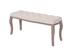 Vidaxl Banco Em Linho E Madeira Maciça 110x38x48 Cm Branco Nata