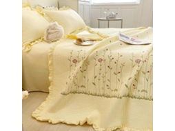 Conjunto de 1/3/4 Peças Bduck com Edredom Verão Bordado Floral Babados Colcha Acolchoada Estilo Princesa Cober