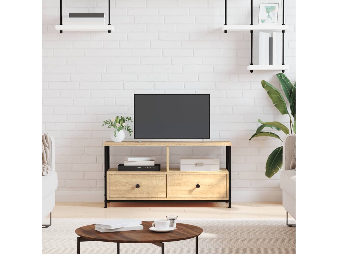 Vidaxl Móvel De Tv 90x33x45 Cm Derivados Madeira/ferro Carvalho Sonoma