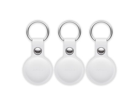Pacote com 3 chaveiros Mitag de couro sintético para rastreador Apple Find My Mili, branco, ultrapreciso