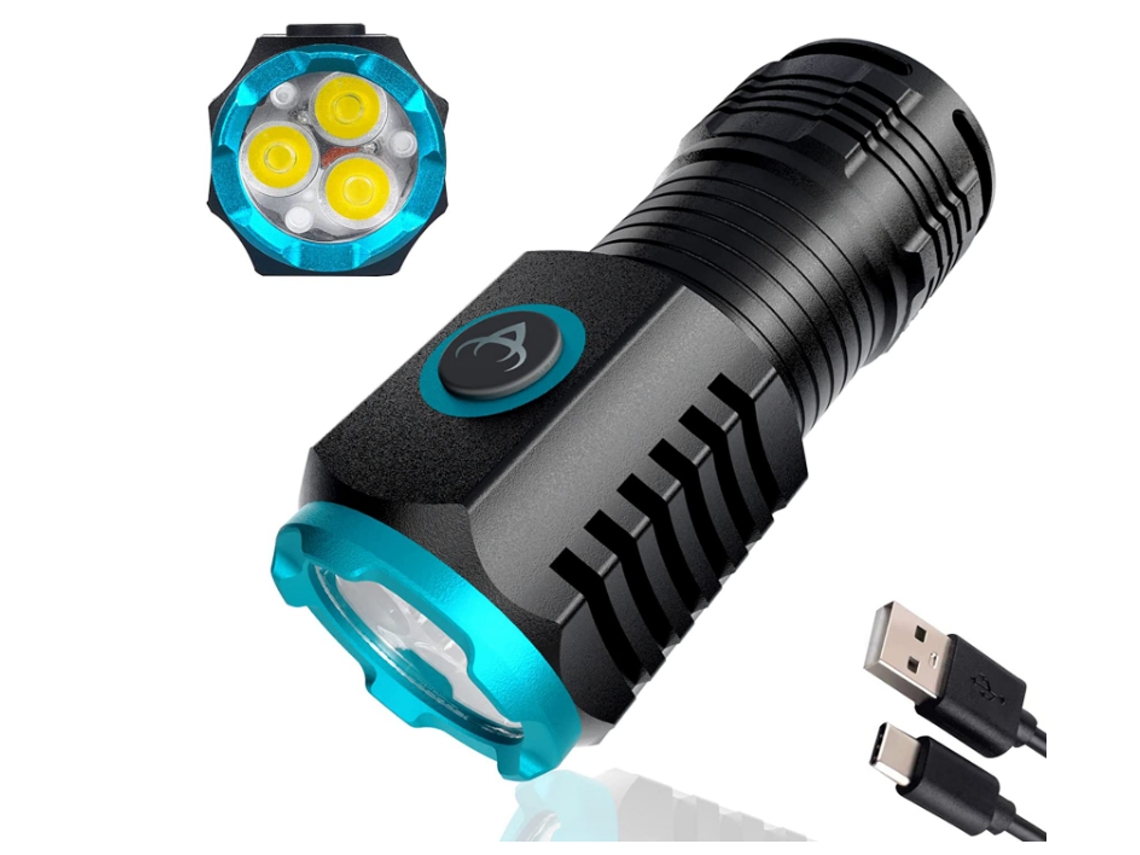 Lanterna 2000 Lúmens Lanterna Led Compacta Recarregável,YIZHOOD Lantern-0057 Lanterna Edc Leve de Bolso para Acampamento Caminhada Preta YIZHOOD