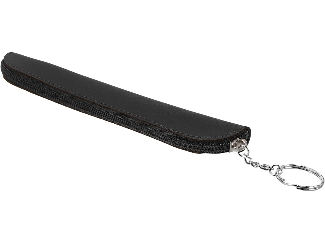 Estojo Pequeno Cinza Em Couro Pu Com Zíper, Organizador Prático E Leve Para Canetas, Estojo De Viagem Multiuso Para