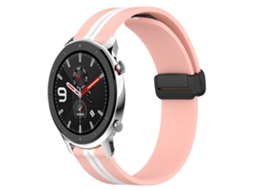 Bracelete de Smartwatch para Amazfit GTR 4 22mm de silicone com fecho magnético dobrável (rosa + branco)