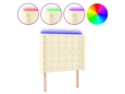 Cabeceira de Cama MAISON EXCLUSIVE com LED couro artificial 93x16x118/128 cm crème