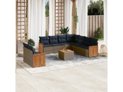 Vidaxl Conjunto De Sofá De Jardim Com 10 Peças E Almofadas Em Rattan Sintético Cinza