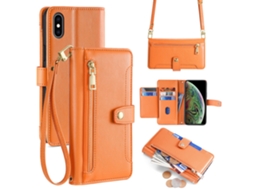 Capa Em Couro Pu Magnético Com Pega Para Apple Iphone X/xs - Laranja