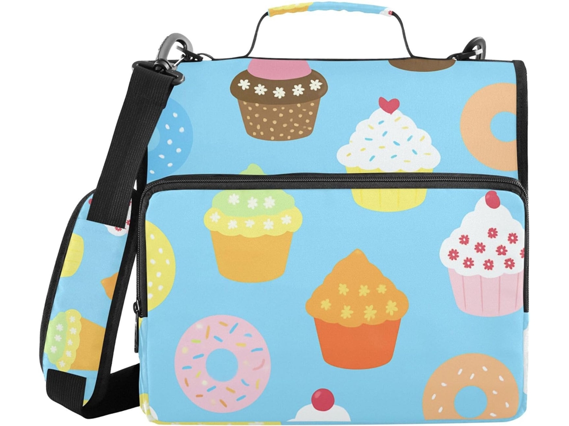 Pasta Organizadora Com Zíper, Alça De Ombro E Mão, Vários Bolsos De 3, 8cm, 3 Estojos Em Formato De Sino, Pasta