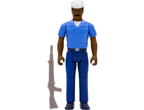 Super 7 Gi Joe Blueshirt Mustache Brown Figure Reaction Azul