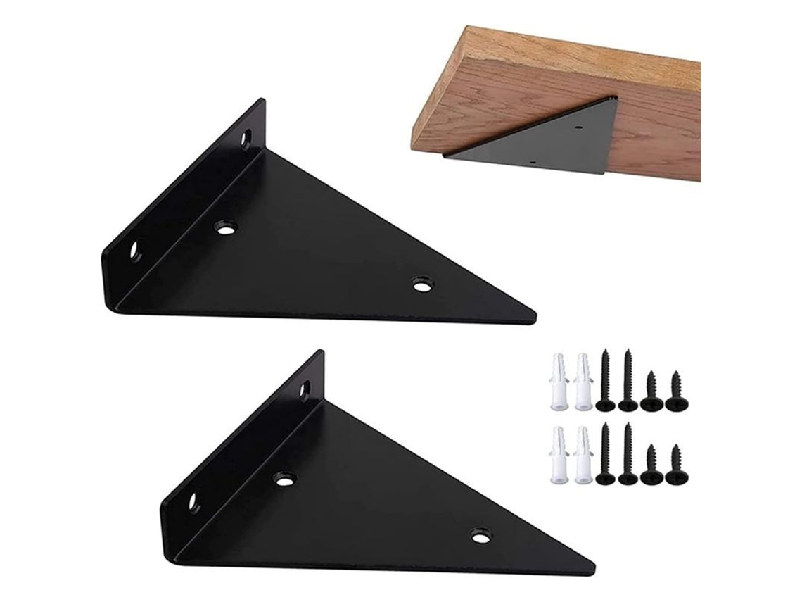 2 Peças De Suporte De Estante Flutuante De Metal Triangular Oculto Para Parede, Duráveis E Resistentes Ao Desgaste