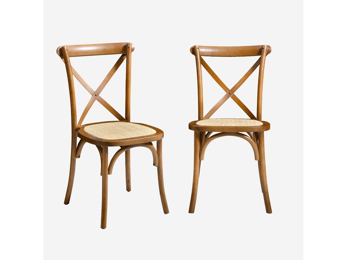 Cadeira Estilo Bistrô Em Madeira, Set De 2, Madeira De Nogueira