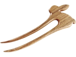 Garfo De Cabelo Em Sândalo Natural, Grampo De Cabelo Em Formato De Coelho