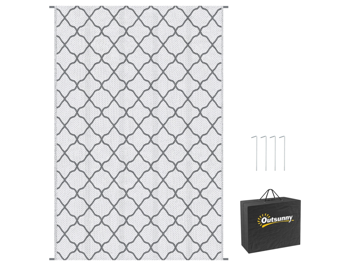 Tapete Exterior Robusto 182x274 Cm, Padrão Rede, Cinzento