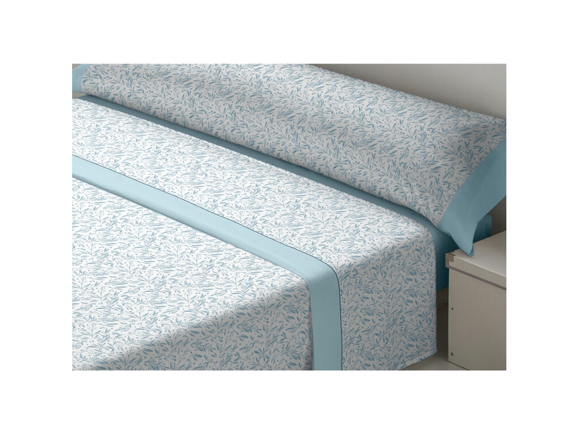 Conjunto De Lençol Dor Tila Algodão Azul (120x200)
