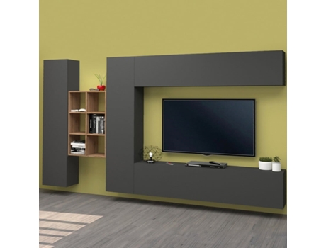 Armário de Tv Suspenso 2 Móveis Modernos Cinzento Sala de Estar Sid Rt WEB FURNITURE