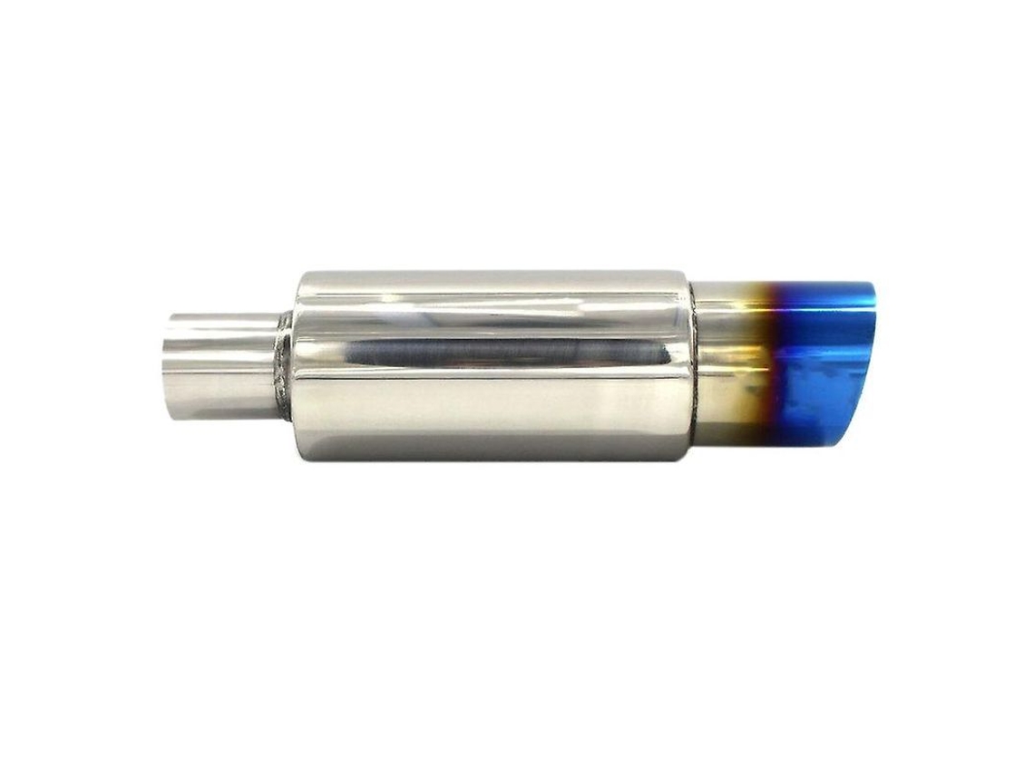 Pipa De Escape Universal Aço Inoxidável 304 Bocal De Cauda Quadrado 370mm Prateado E Azul