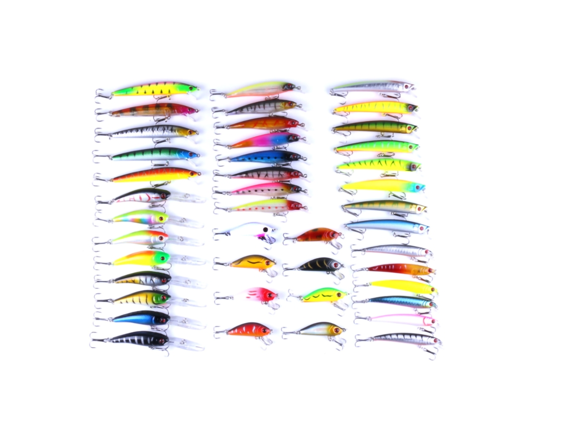 Kit de Iscas de Pesca Plástica 43 Peças