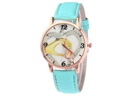Relógio feminino Zhoulianfa, analógico, de quartzo, com pulseira de couro PU (verde menta)