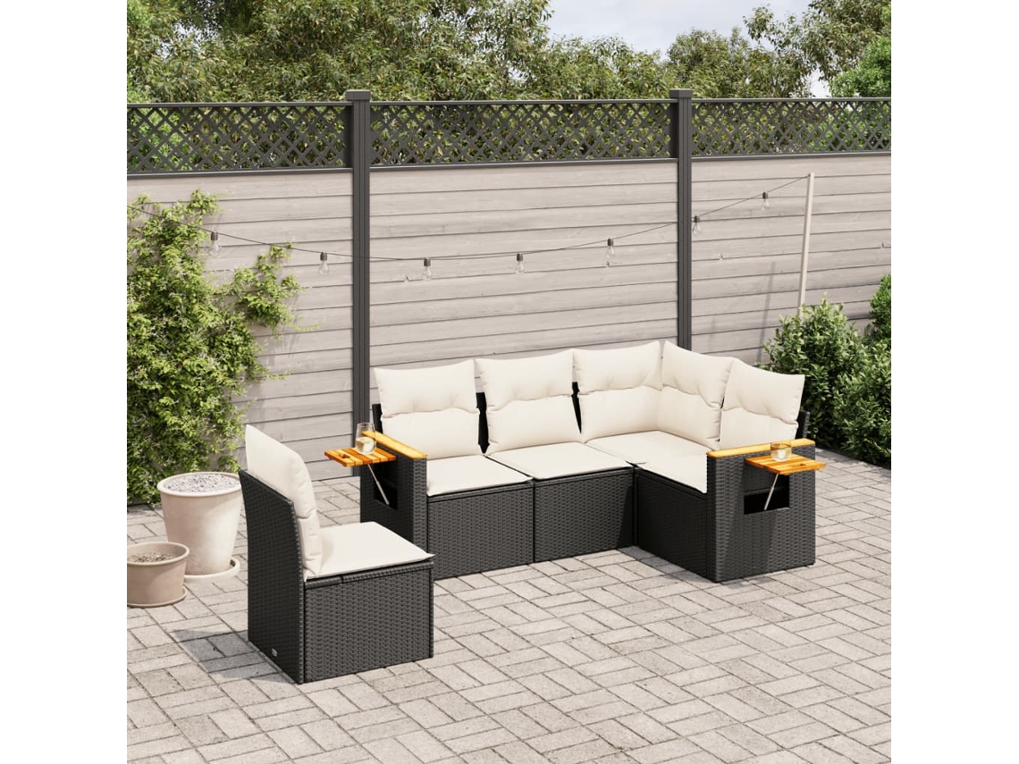 Conjunto de Sofás de Jardim HARLANV1 com Almofadões Madeira Abeto de Douglas
