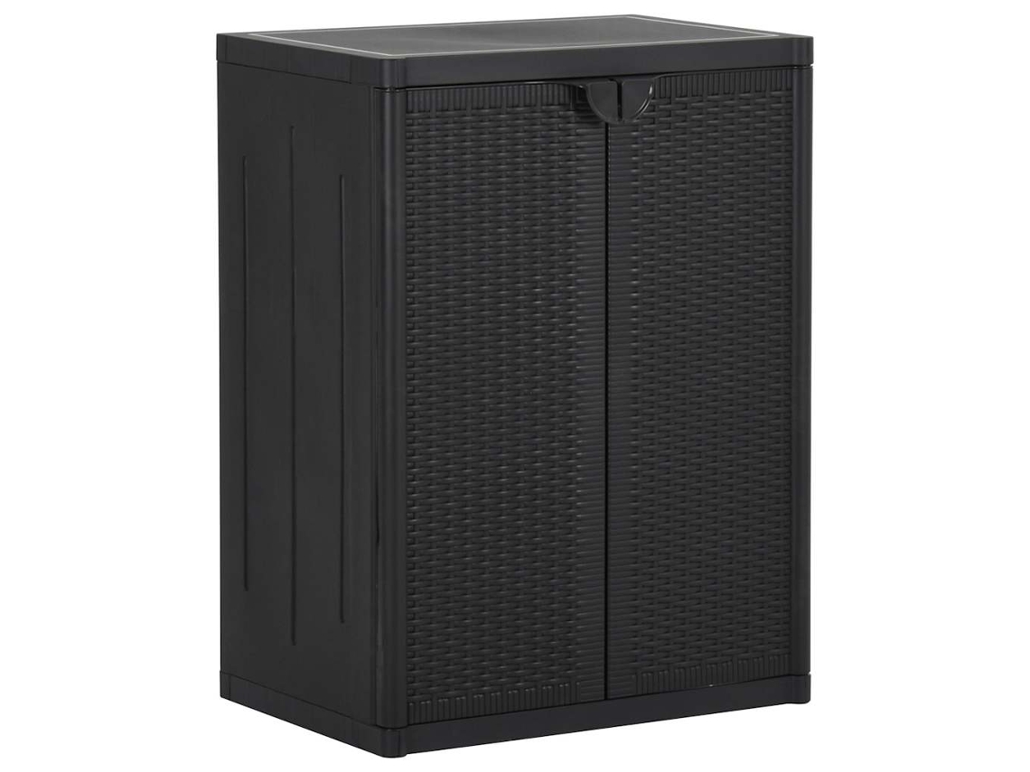 Vidaxl Móvel De Arrumação Para Jardim 65x45x88 Cm Vime Pp Preto