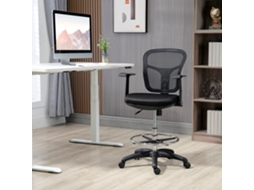 Cadeira De Escritório Ergonômica Com Apoio Para Os Pés E Braços Em Mesh Preta 95 A 115 Cm Para Home Office E Trabalho Liptaptyn