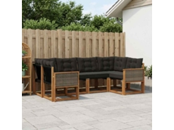 Vidaxl Conjunto De Sofás Para Exterior 6 Pcs Natural E Preto