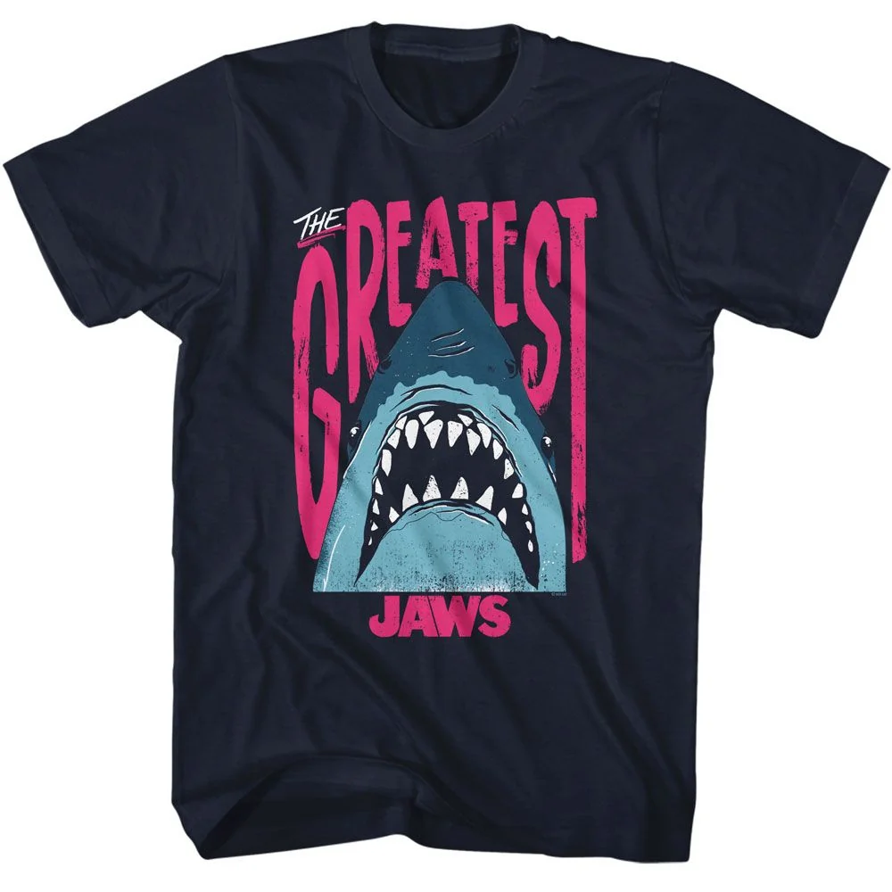 Rockinstone Jaws Movie The Greatest Shark Navy Adult T-shirt Size:xl