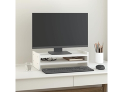 Vidaxl Suporte Para Monitor 50x27x15 Cm Pinho Maciço Branco